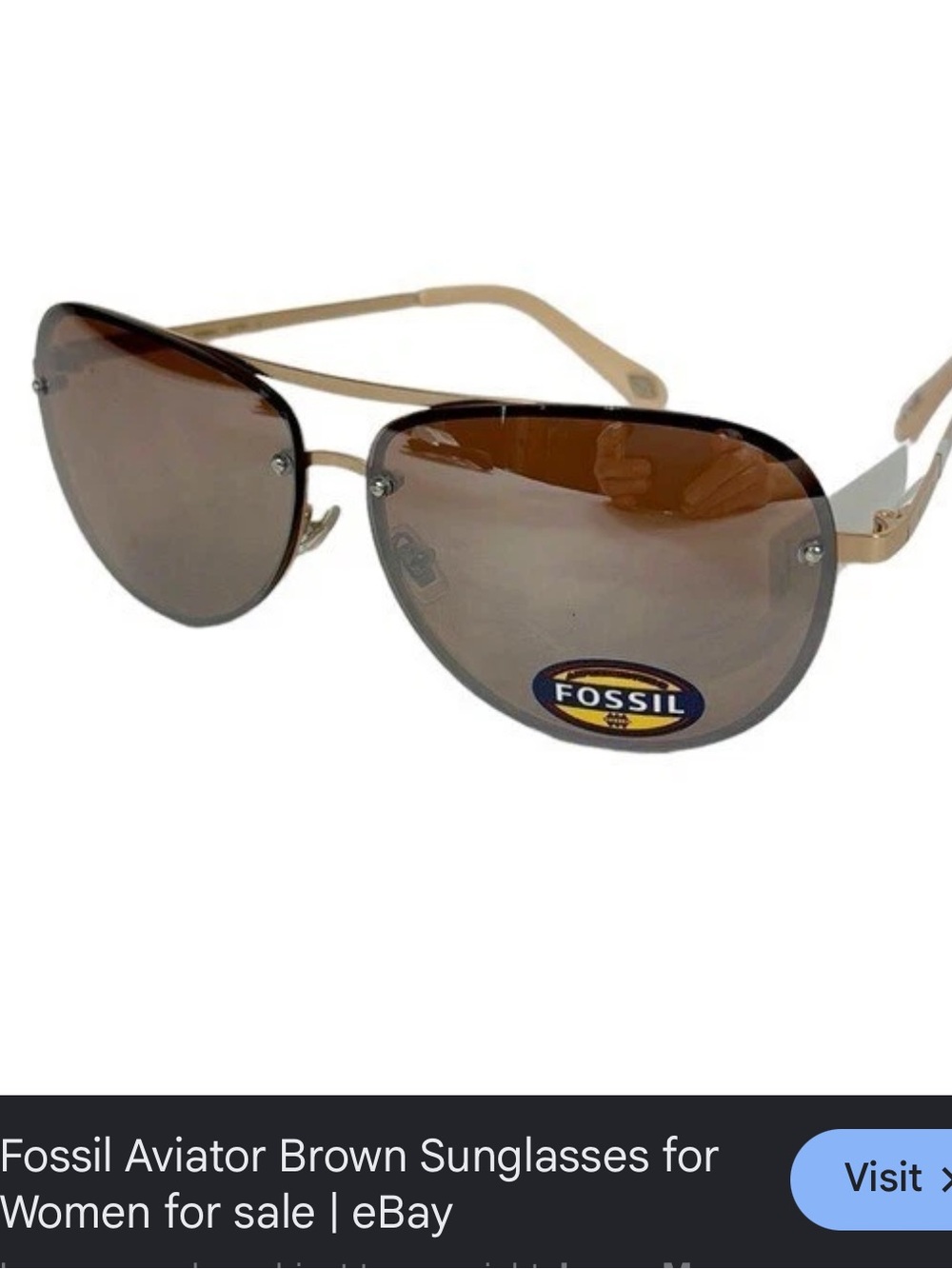 Fossil Gold Frame Brown Lens Women's Aviator Sunglasses